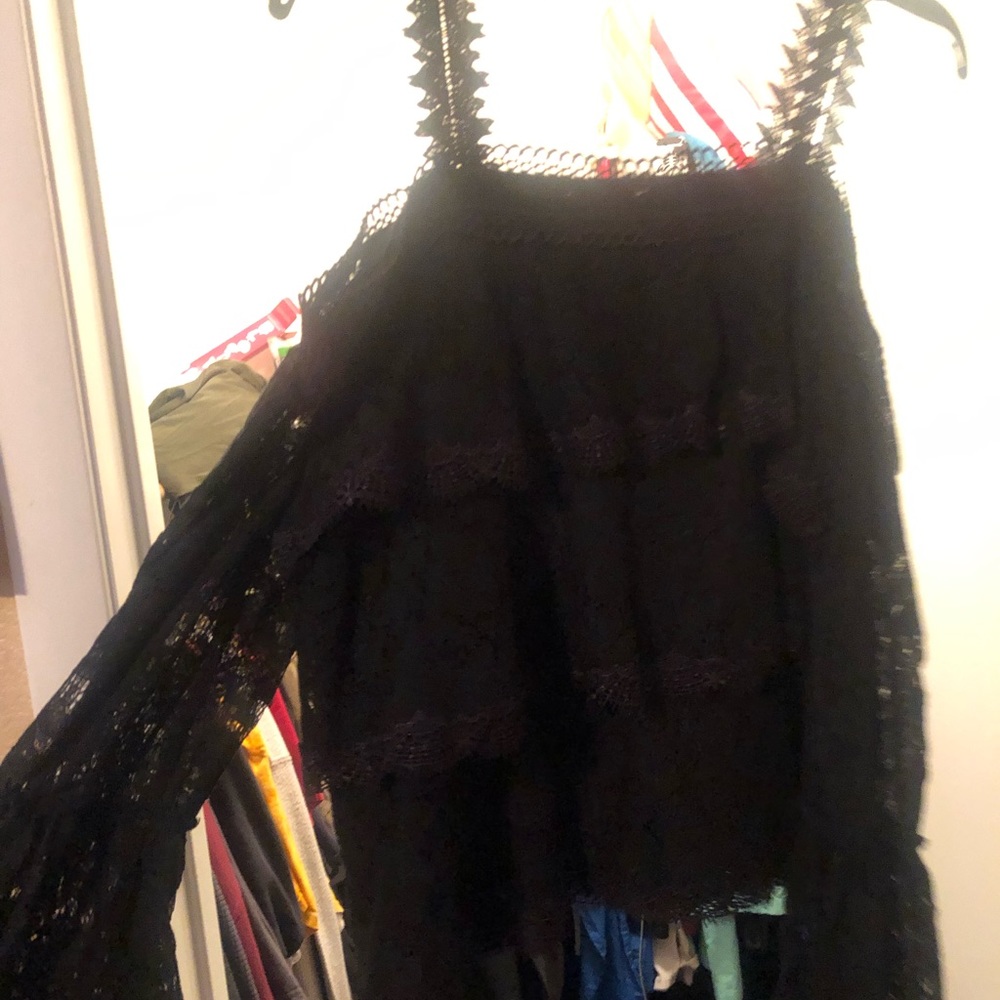 Black flowy off shoulder tank top